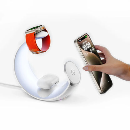 4 in 1 Magnetic Fast Charging Dock Station QC3.0 PD with Desk Lamp Wireless Charger Station Holder for iPhone AirPods IWatch