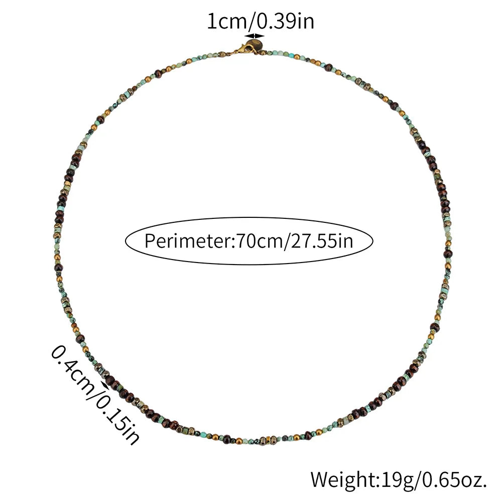 1PC Men's Retro Ethnic Style Africa Stone Necklace for Men Hippie Bohemia Long Beaded Necklace Man Tribal Jewelry Collar Hombre