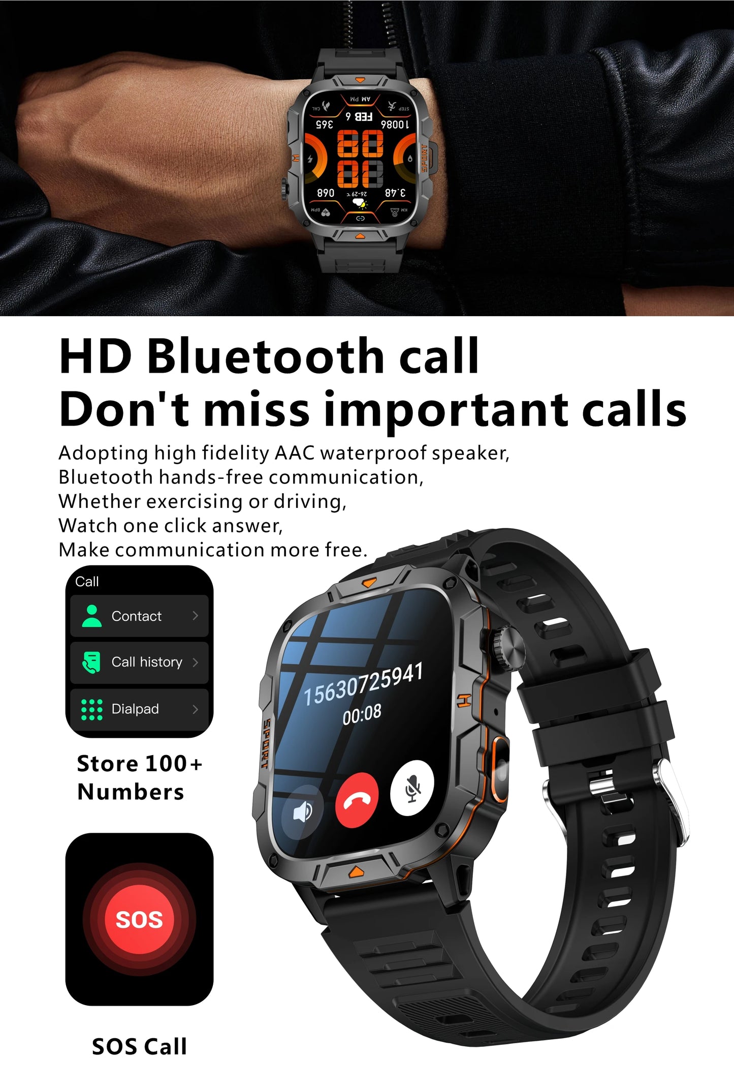 New Full Touch Smart Watch Men For Android Xiaomi Blood Pressure Oxygen Fitness Watch Waterproof LED Flashlight SmartWatch 2024 - AMULET RING STORE
