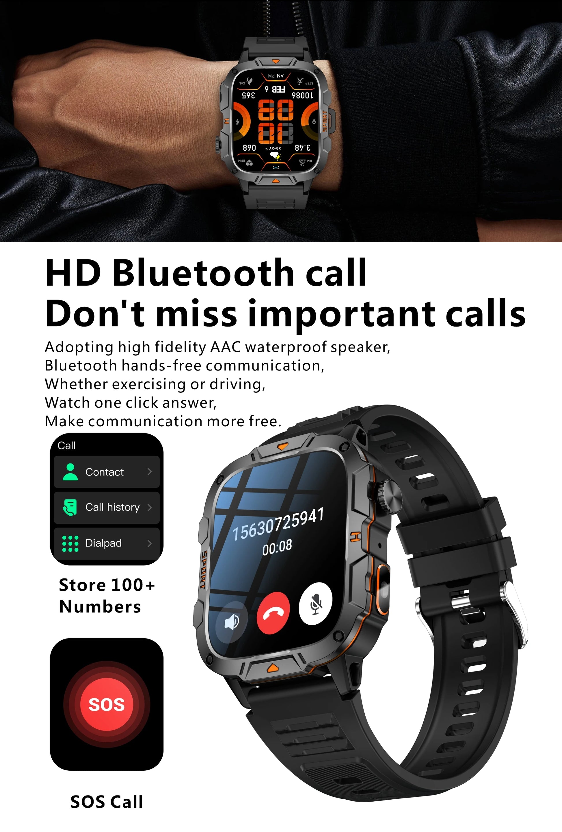 New Full Touch Smart Watch Men For Android Xiaomi Blood Pressure Oxygen Fitness Watch Waterproof LED Flashlight SmartWatch 2024 - AMULET RING STORE