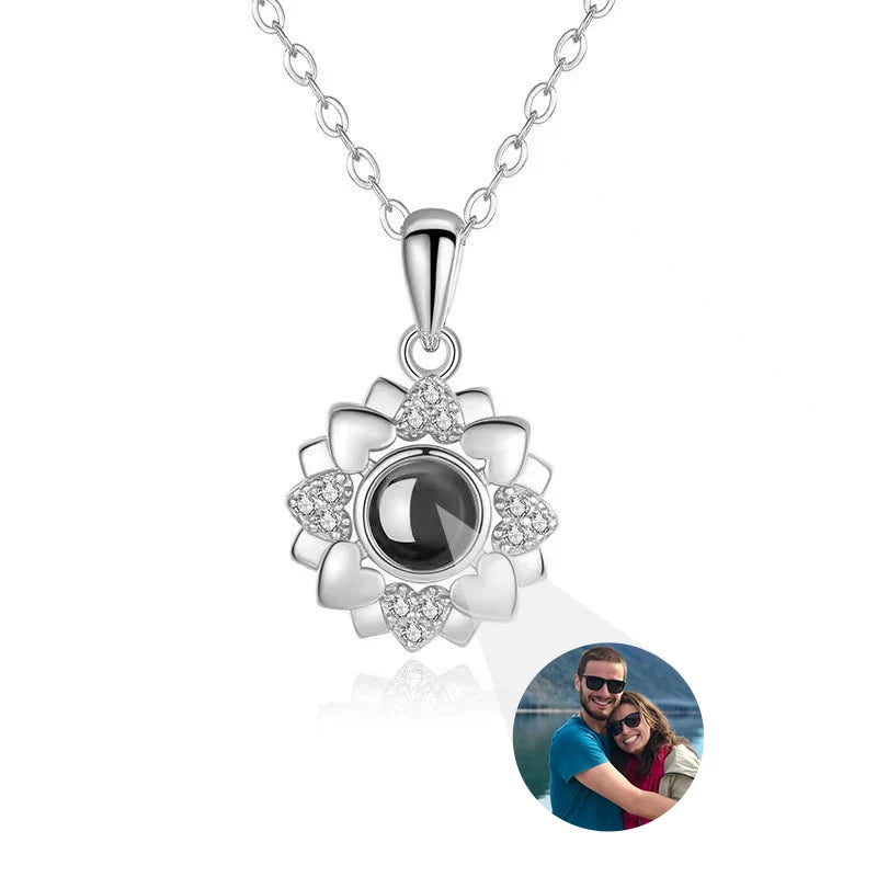 2025 Fashion Personalized Picture Necklace for Women Customized Photo Projection Necklace Flower Pendant Necklace Memorial Gift