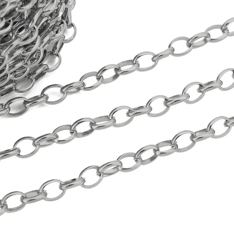 1M Heavy Chunky Hip Hop Chain Stainless Steel Frosted Oval Link Chains for DIY Men Jewelry Making Punk Necklace Bracelet Chain - AMULET RING STORE