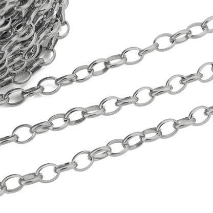 1M Heavy Chunky Hip Hop Chain Stainless Steel Frosted Oval Link Chains for DIY Men Jewelry Making Punk Necklace Bracelet Chain - AMULET RING STORE
