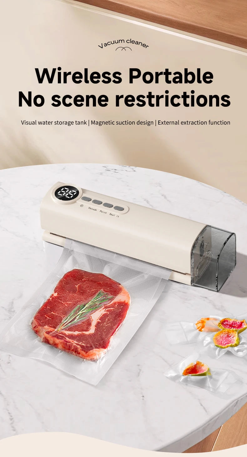 RS-F183H Mini Wireless Food Vacuum Sealing Machine, Digital Multifunctional Charging Magnetic Heat Absorption Sealing Machine. - AMULET RING STORE