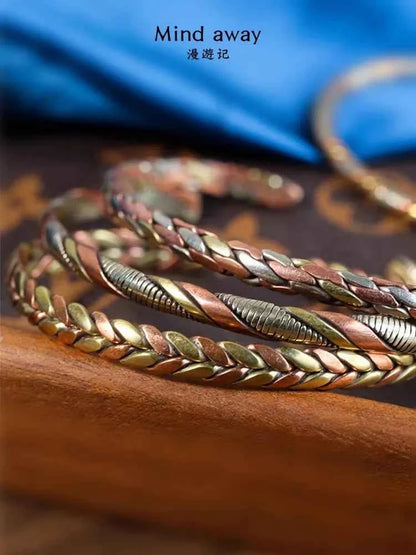 Indian Jewelry Red Copper Wrapped Open Cuff Slim Bangles for Girls BB-218