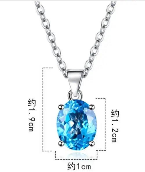 Oval 2.22ct Garnet Citrine Sky Blue Topaz Amethyst Pendant Necklace Colar Prata 925 Sterling Silver Colorful Birthstone Jewelry