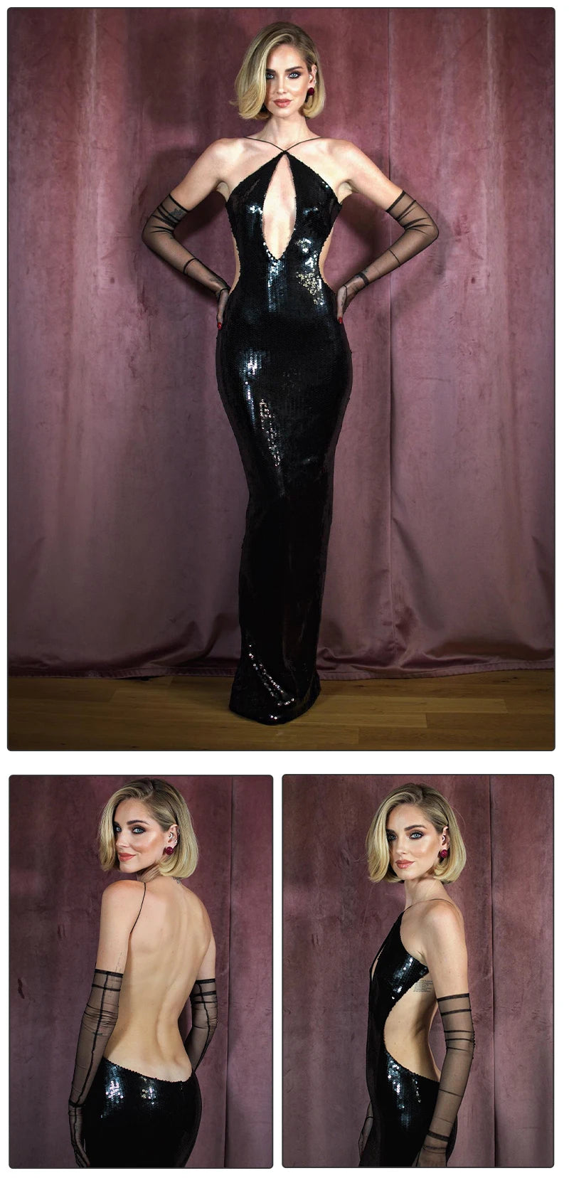 VC Luxury Black Sequin Dress - Party Wear - AMULET RING STORE