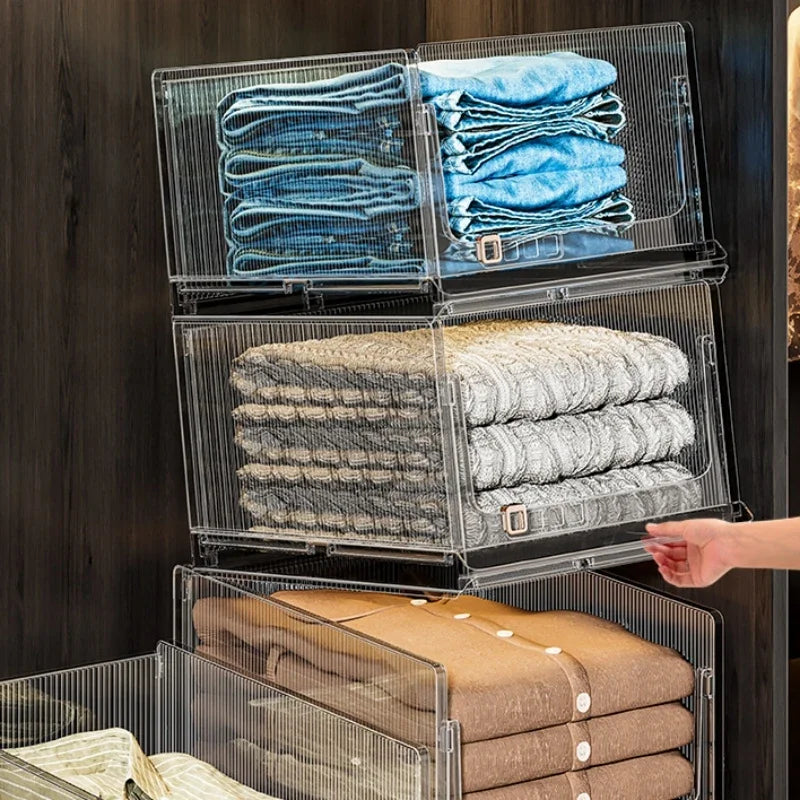 Large Capacity Foldable Storage Box Plastic Clothes Organizer Transparent Home Storage Trunk for Clothes Sundries Organizer - AMULET RING STORE