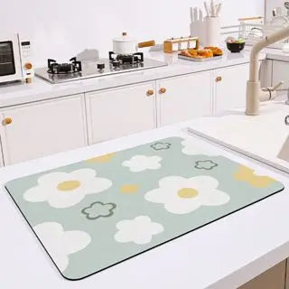 Large Kitchen Super Absorbent Mat Coffee Dish Draining Mat Drying Mat Quick Dry Bathroom Drain Pad Kitchen Faucet Placemat - AMULET RING STORE