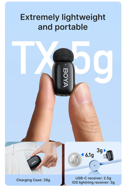 BOYA BOYA Mini Wireless Lavalier Microphone for iPhone 15/16 Android Phone USB-C Devices for Live Streaming Video Recording Vlog