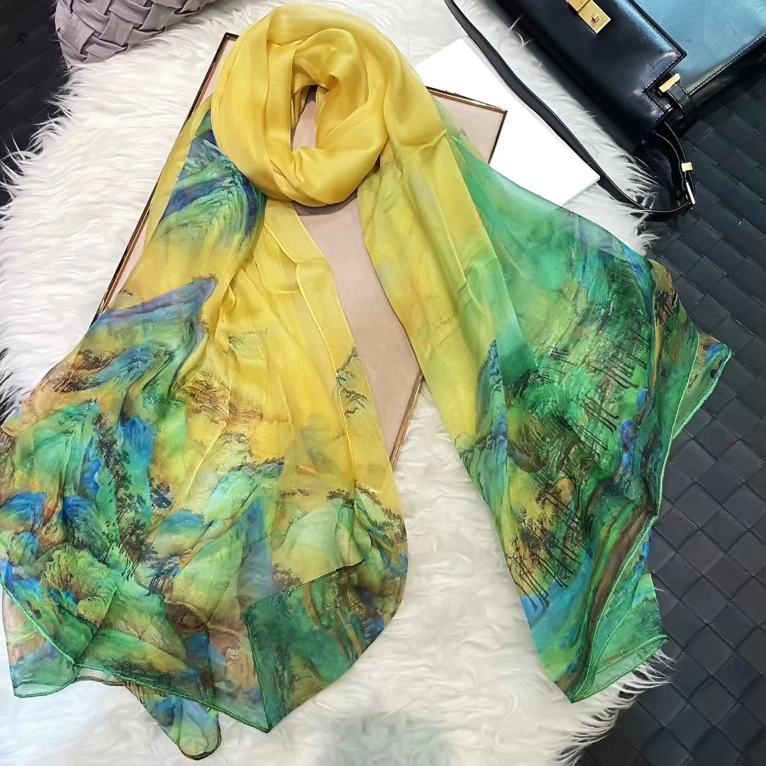BYSIFA|New Black Pink Peony 100% Silk Shawl Scarf Women Chiffon Long Silk Scarves Cape Summer Foulard Winter Brand Scarves Wraps