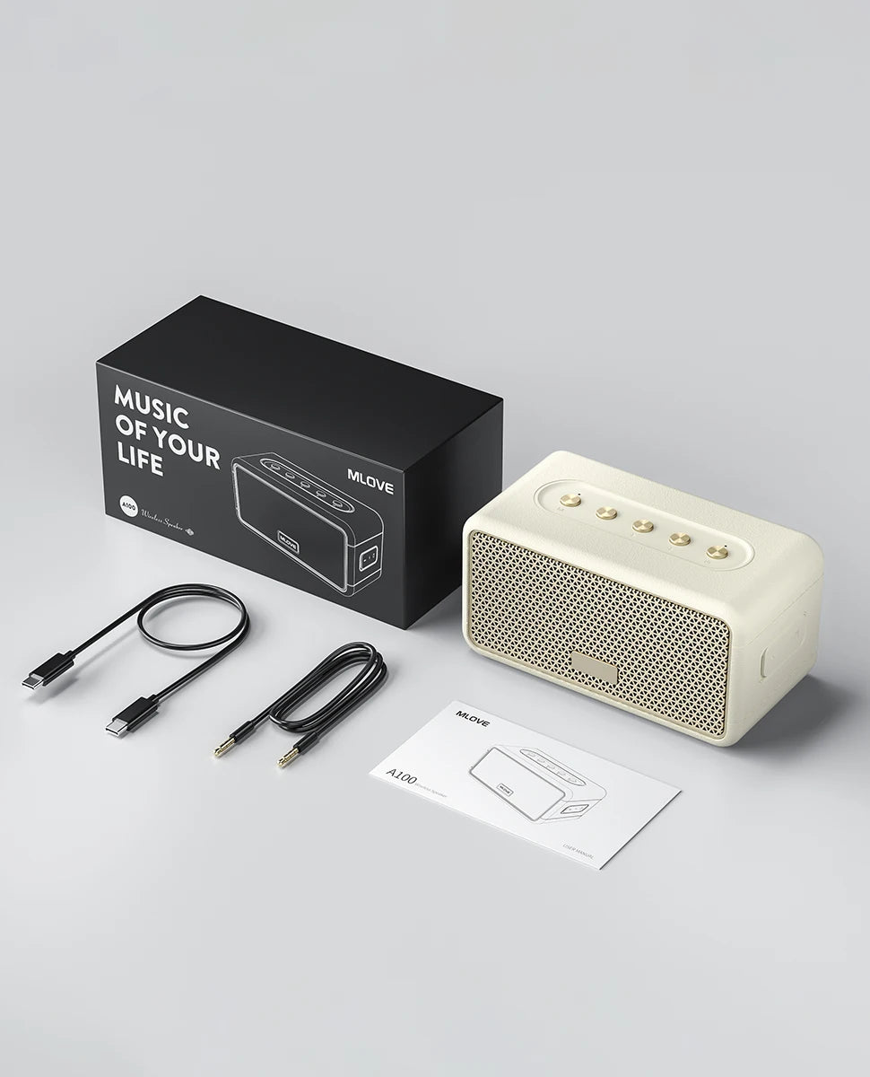 Mlove A100 Portable Bluetooth Speaker Wireless Bluetooth 5.3 Stereo Sound 24-Hour Playtime Rich Bass IPX5 Waterproof - AMULET RING STORE