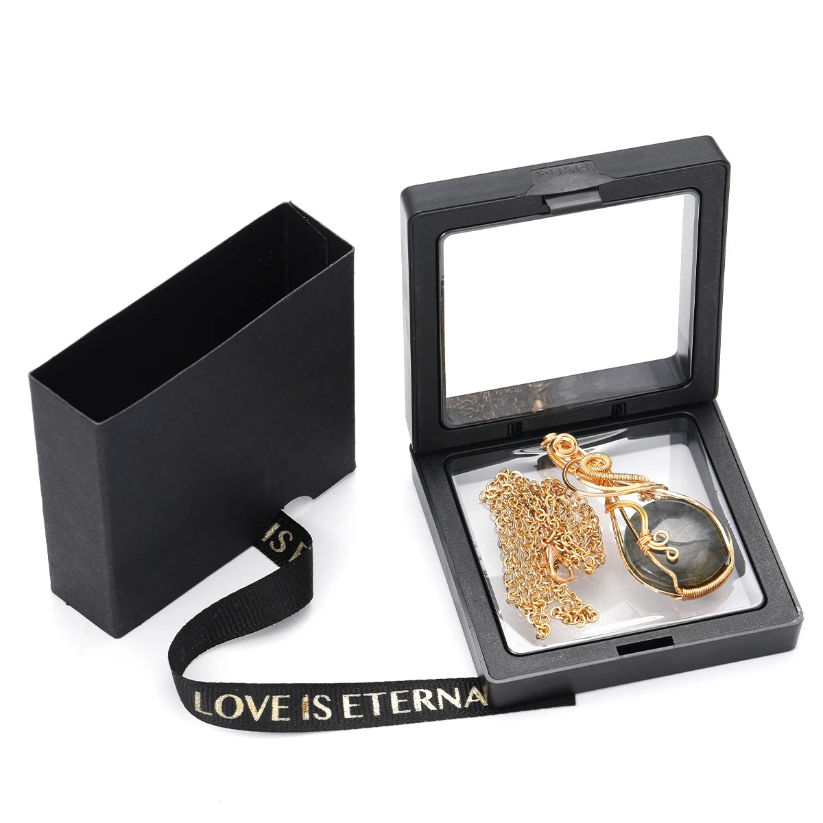 Labradorite Rainbow Moonstone Gemstone Pendant Copper Wire Wrapped Labradorite Jewelry Labradorite Necklace With Chain and Box