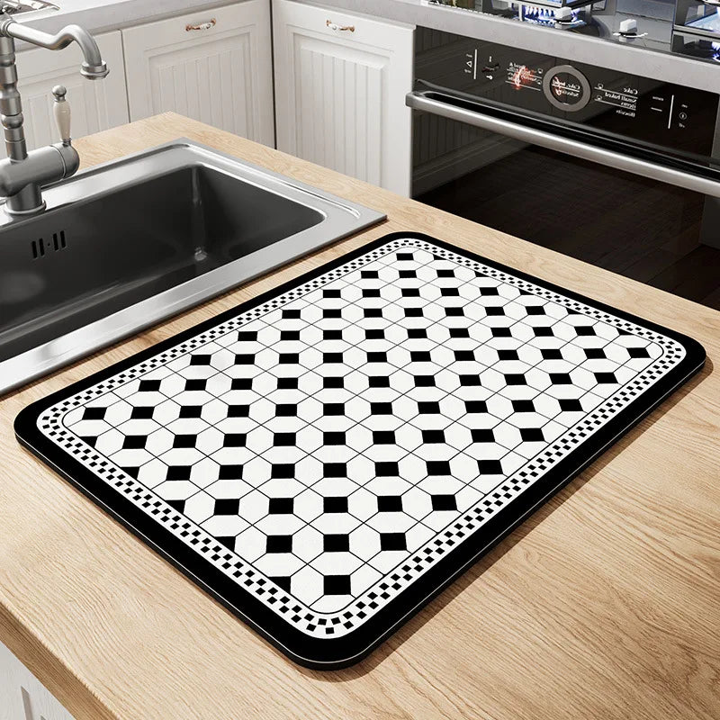 Large Kitchen Super Absorbent Mat Coffee Dish Draining Mat Drying Mat Quick Dry Bathroom Drain Pad Kitchen Faucet Placemat - AMULET RING STORE