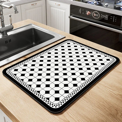 Large Kitchen Super Absorbent Mat Coffee Dish Draining Mat Drying Mat Quick Dry Bathroom Drain Pad Kitchen Faucet Placemat - AMULET RING STORE