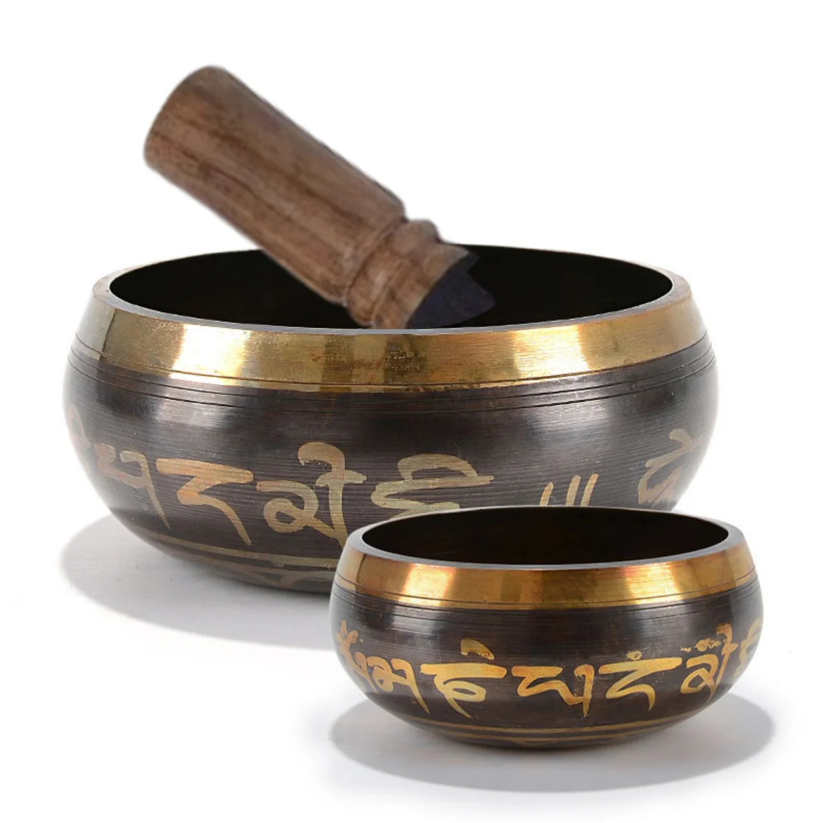 Tibetan Singing Bowl Set 8.5~20CM Size Optional Scripture Bowl Helpful for Meditation Yoga Relaxation Chakra Healing Prayer - AMULET RING STORE