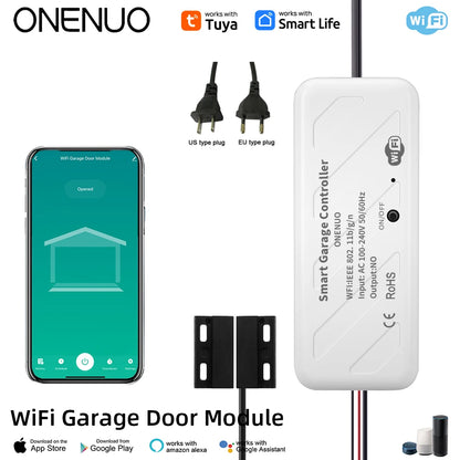 Tuya WiFi Switch Garage Door Controller Smart Door Opener Work with Alexa Google Home Smart Life Tuya APP Control No Hub Require - AMULET RING STORE