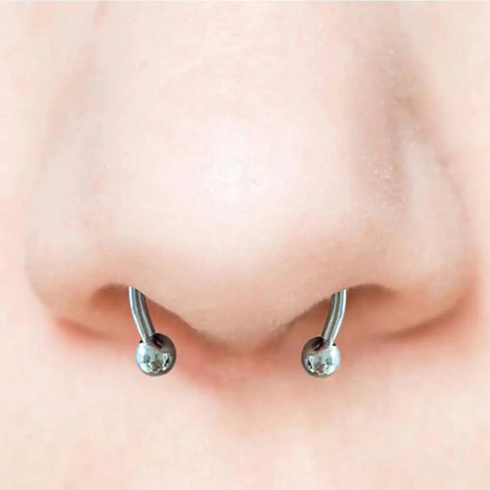 Fake Nose Piercing Septum Hoop Nose Clip HipHoop Rock Steel Magnet Nose Punk Body Jewelry For Unisex High-end - AMULET RING STORE