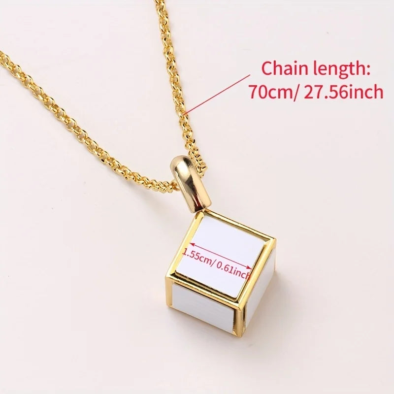 Custom 6 Pictures Fashion 6 faces Cube Necklace Pendant Unique, Gift for Father's Mother's Day Birthday Valentine's Day Wedding