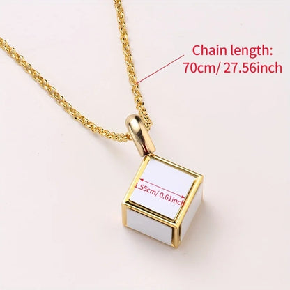 Custom 6 Pictures Fashion 6 faces Cube Necklace Pendant Unique, Gift for Father's Mother's Day Birthday Valentine's Day Wedding