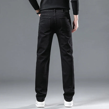 Men New Business Men's Jeans Casual Straight Stretch Fashion Classic Blue Black Work Denim Trousers Male Brand Clothing 28-40