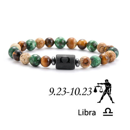 12 Zodiac Signs Natural Stone Bracelets Leo Capricorn Taurus Cancer Bracelets Women Men Couple Friendship Jewelry Gift Bracelets