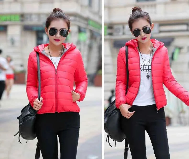 Down Jacket for Women Trend Korean Style Ultra Light Hit Hooded Coat Coats Lightweight Padded Puffer Jackets Female Winter 2025