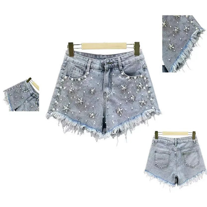 Slimming Skinny Denim Hot Pants - Vintage Wash Ultra Low-Rise Distressed Y2K Sexy Shorts for Baddie Street Style