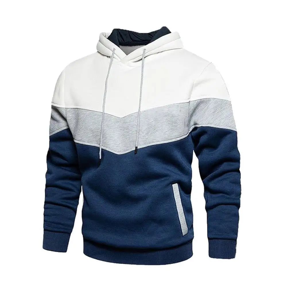 Tops 2023 Korean Style New Men Vertical Bar Color Matching Sweatshirts Casual Streetwear Loose Drawstring Hoodies S-5XL