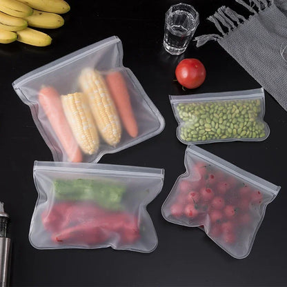 1/5/10 Pcs Reusable Ziplock Silicone Bags Dishwasher Safe Freezer Bag Lunch Bag Sandwich Bags BPA Free for Food Storage Home - AMULET RING STORE
