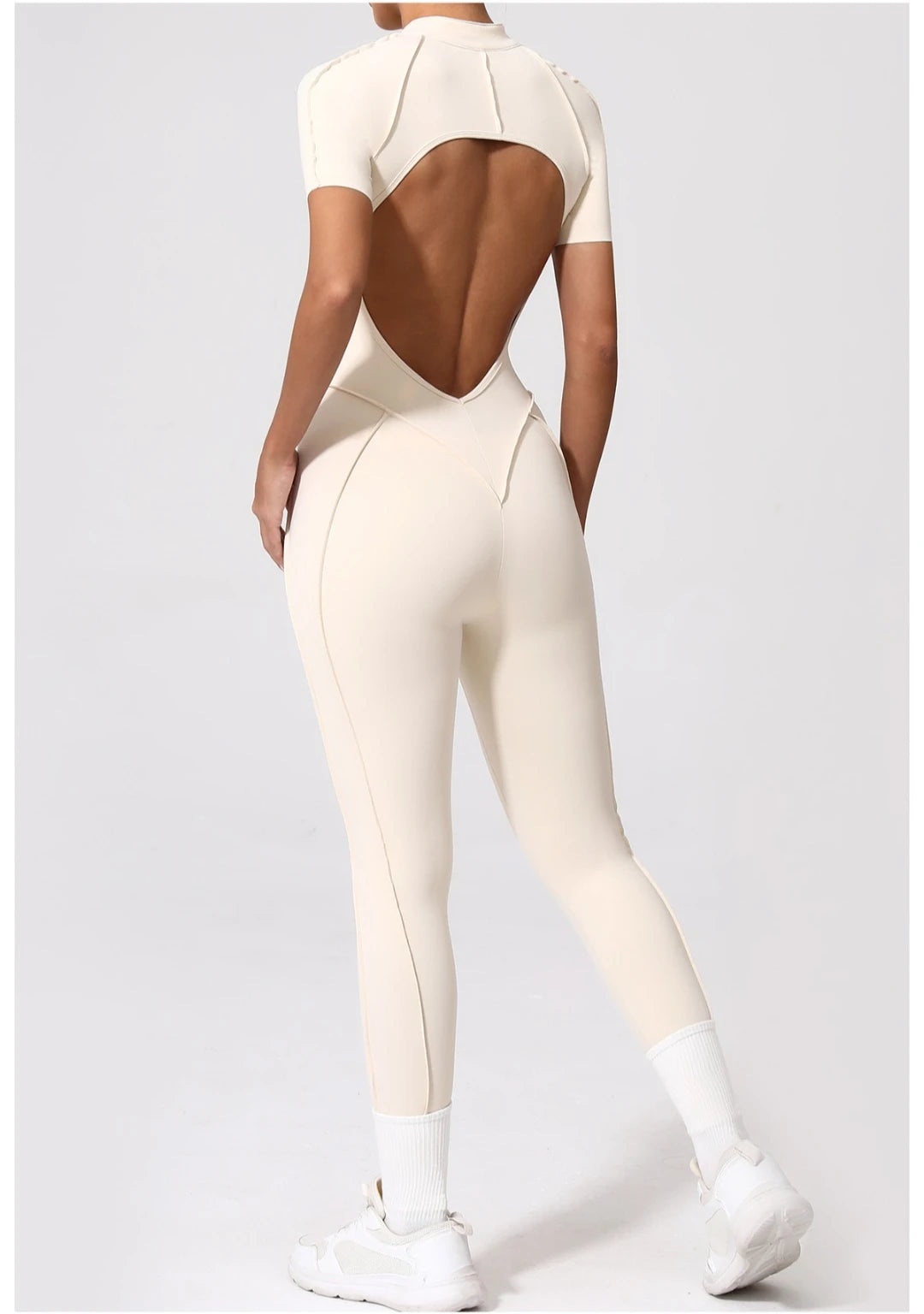 Seamless Yoga Jumpsuit Sports Fitness Backless Tight Zipper Long-sleeved One-Piece Workout Clothes Gym Leggings Sportswear