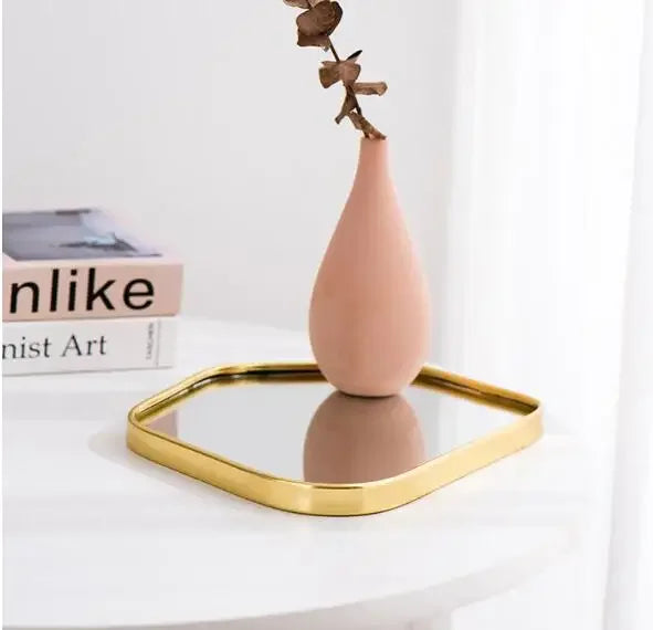 New Light Luxury Mirror StorageTray Home Decoration Desktop Storage Tray Multilateral Geometric Tray Living Room Accessories - AMULET RING STORE