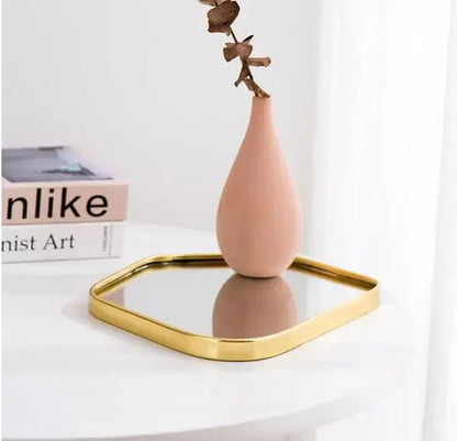 New Light Luxury Mirror StorageTray Home Decoration Desktop Storage Tray Multilateral Geometric Tray Living Room Accessories - AMULET RING STORE