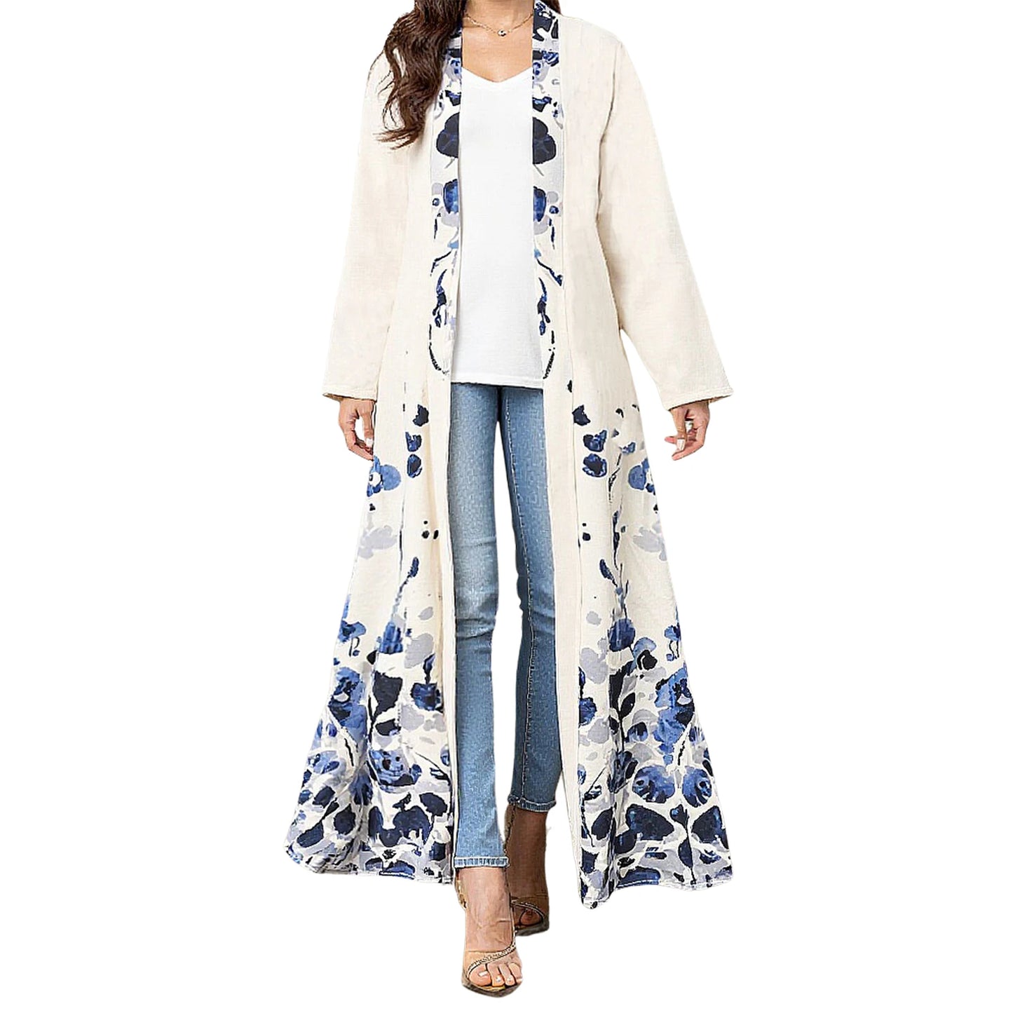 Women's Stylish Abaya with Intricate Floral Design Long Sleeves