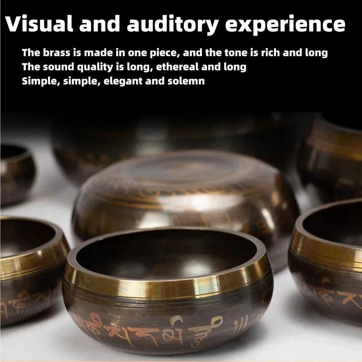 Tibetan Singing Bowl Set 8.5~20CM Size Optional Scripture Bowl Helpful for Meditation Yoga Relaxation Chakra Healing Prayer - AMULET RING STORE
