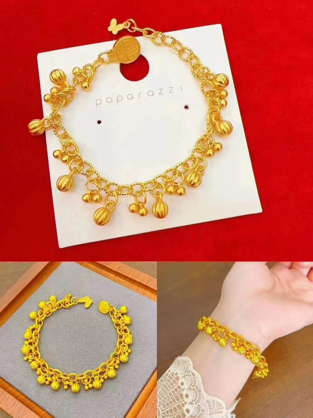 Reaped light luxury bracelet 24K gold, women, AU999 banquet occasions, elegant standard - AMULET RING STORE