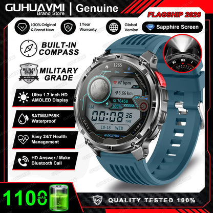 New Military T-Rex3 Ultra 1100mAh Battery Smart Watch 5 ATM Waterproof 1.7"AOD Compass GPS Sports tracker Outdoors Smartwatches