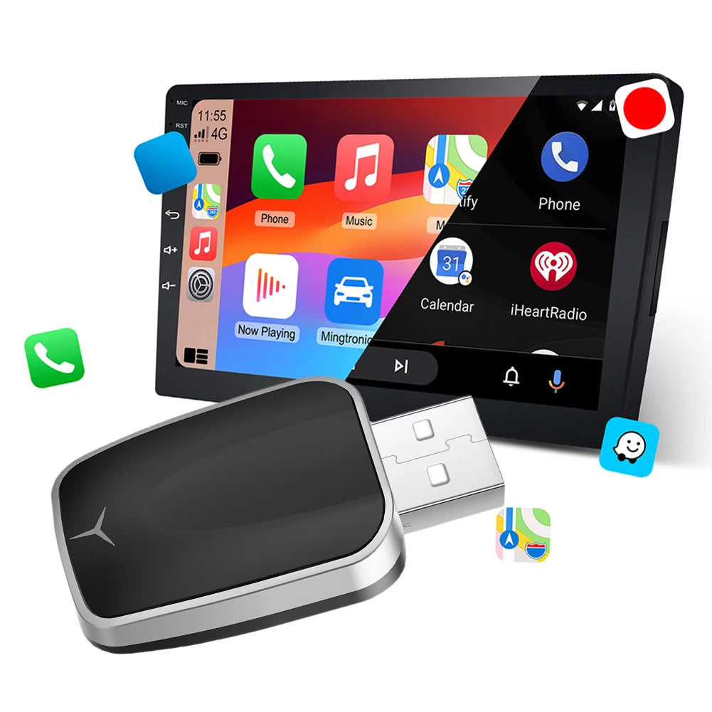 Wired To Wireless Carplay & Android Auto Mini Adapter Bluetooth-Compatible 5.0 WiFi for Cars with OEM Wired CarPlay Android Auto - AMULET RING STORE