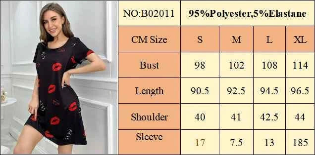 Summer Butterfly Prints Sexy Short Sleep Shirts Women Milk Silk Nightgowns Sleepwear Lingerie S-XL Plus Size Night Dress Women