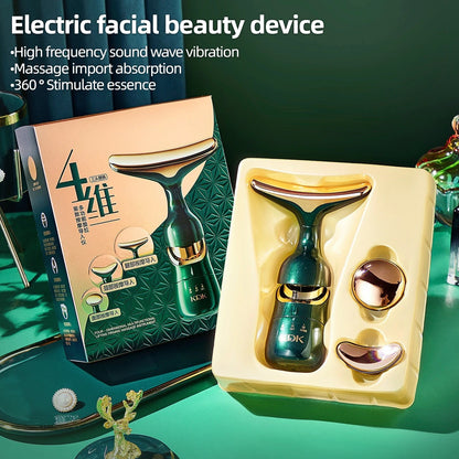 Face Massager 3 In 1 Neck Facial Eye Massage Introducer Microcurrent Skin Rejuvenation Anti Aging Beauty Device Beauty Tools