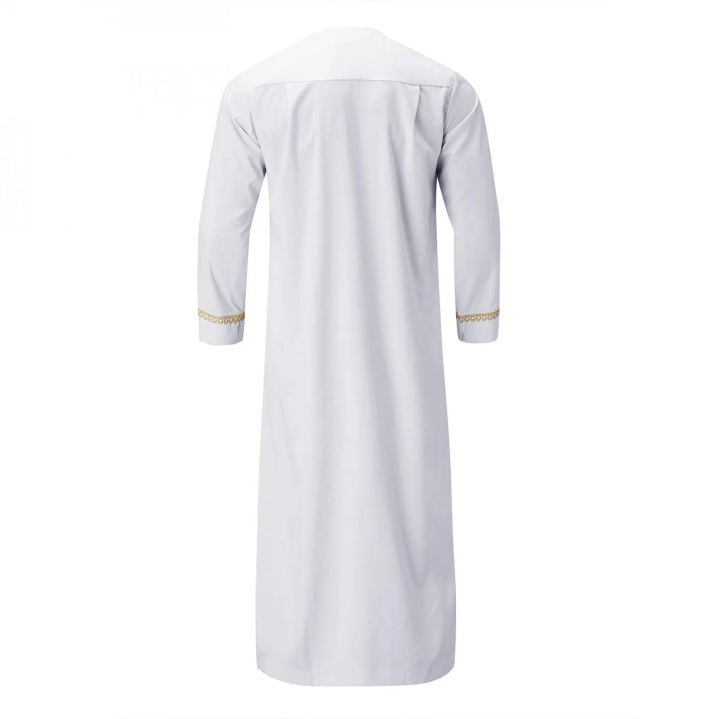 Traditional Muslim Clothing Men's Muslim Shirt robe embroidery Islamic Royalty Dubai Robe O-Neck Long Sleeve Retro Loose Abaya - AMULET RING STORE