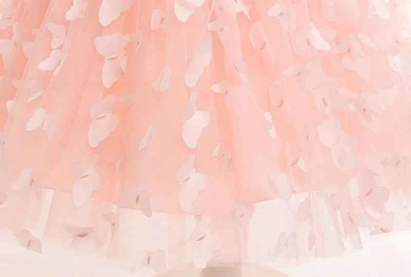 Baby girl dress three-dimensional butterfly Bubble sleeve mesh fluffy princess dress performance birthday party dress girl dress