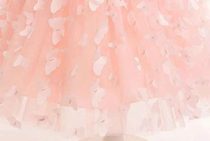 Baby girl dress three-dimensional butterfly Bubble sleeve mesh fluffy princess dress performance birthday party dress girl dress