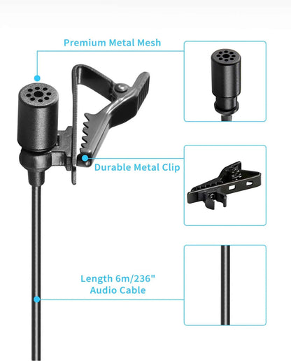 BOYA BY-M1 Condenser Lavalier Lapel Clip-on Microphone 3.5mm TRRS 6M Mic For PC iphone DSLR Camera YouTube Recording Streaming