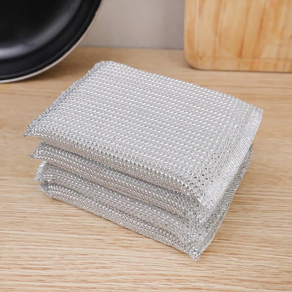 Steel Wire Cleaning Sponge Double Sides Dishwashing Sponges Reusable Kitchen Scouring Pad Household Clean Tool Washing Brush