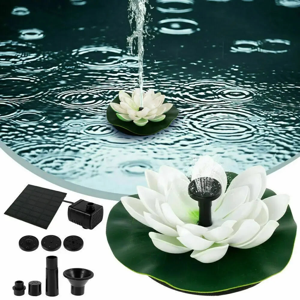 Solar Rotating Lotus Floating Fountain Outdoor Garden for Garden Bird Bath, Pond Decoration, Waterscape Garden Decoration - AMULET RING STORE