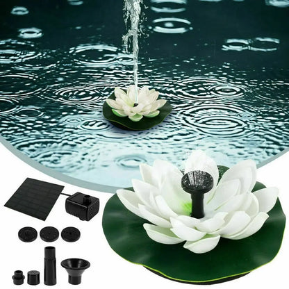 Solar Rotating Lotus Floating Fountain Outdoor Garden for Garden Bird Bath, Pond Decoration, Waterscape Garden Decoration - AMULET RING STORE