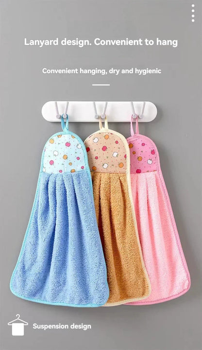 4pcs Coral Velvet Bathroom Supplies, Soft Hand Towel, Absorbent Cloth Dishcloths, Hanging Cloth, Kitchen Accessories - AMULET RING STORE