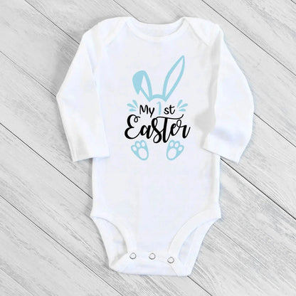 My First Easter Baby Bodysuit Easter Party Infant Outfit Cute Bunny Printed Newborn Long Sleeve Romper Holiday Toddler Jumpsuit - AMULET RING STORE