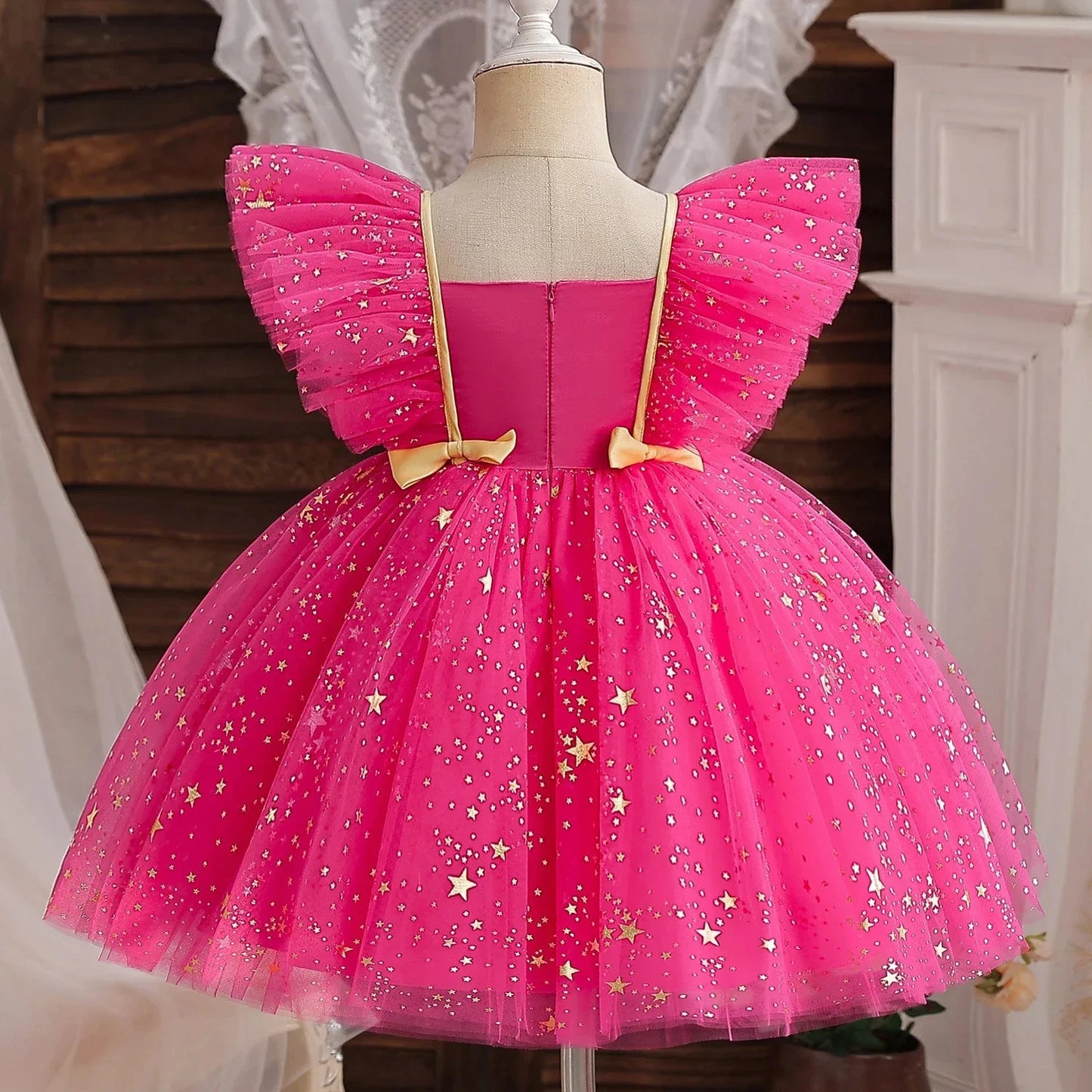 Wedding Birthday Dress for Flower Girls Kids Elegant Party Sequins Tutu Christening Gown 3-8 Yrs Children Formal Pageant Clothes - AMULET RING STORE